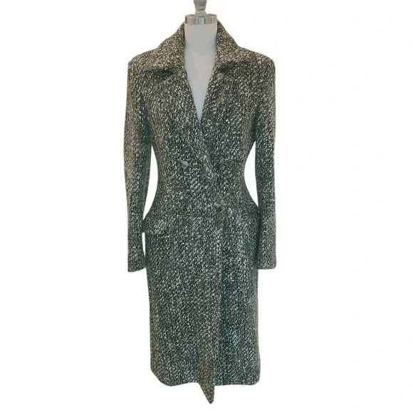Piazza Sempione Olive Tweed Double Breasted‎ Coat IT 38 US 2 Wool Italy Luxury - Picture 2 of 13